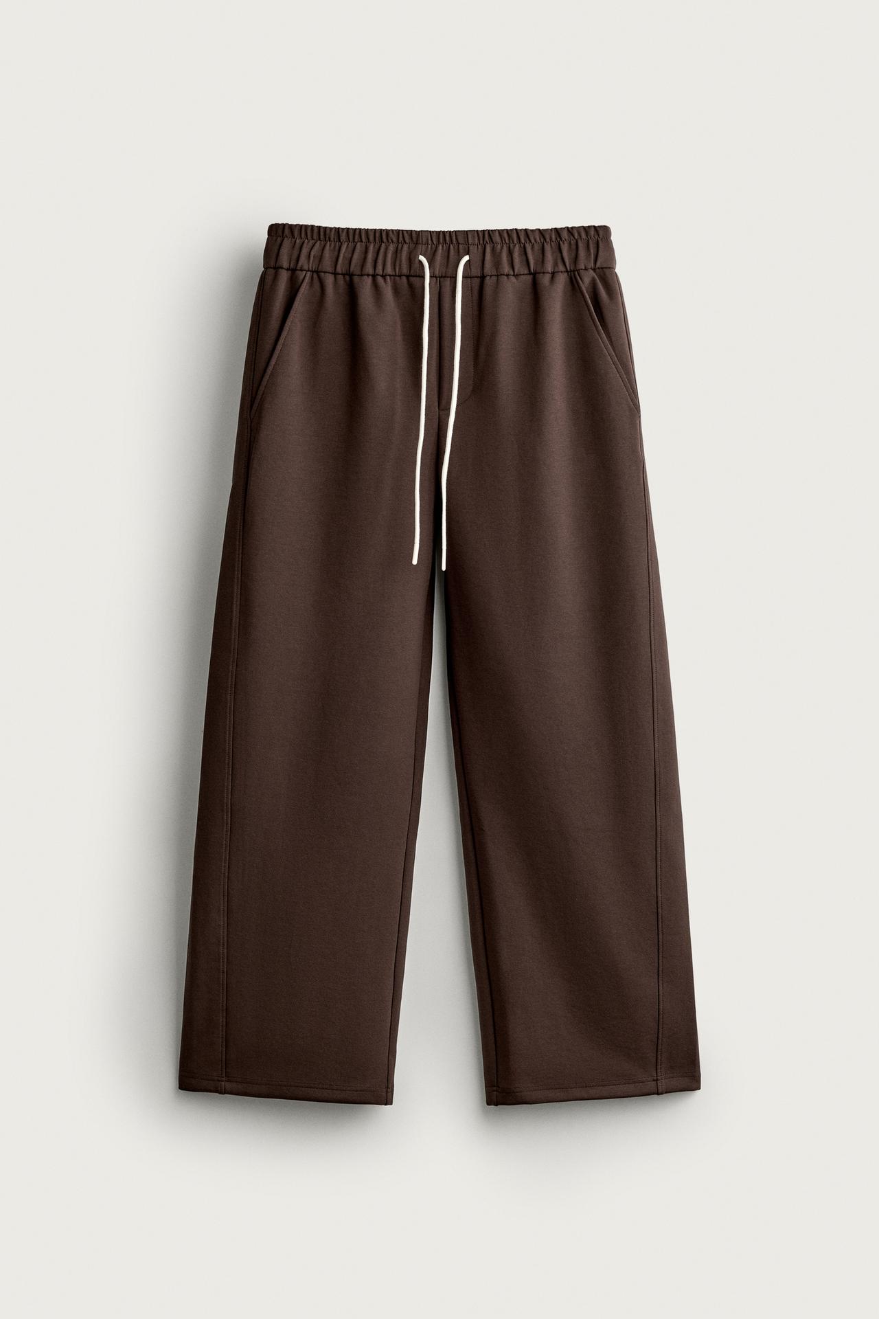 RELAXED FIT TRACK PANTS — Brown
