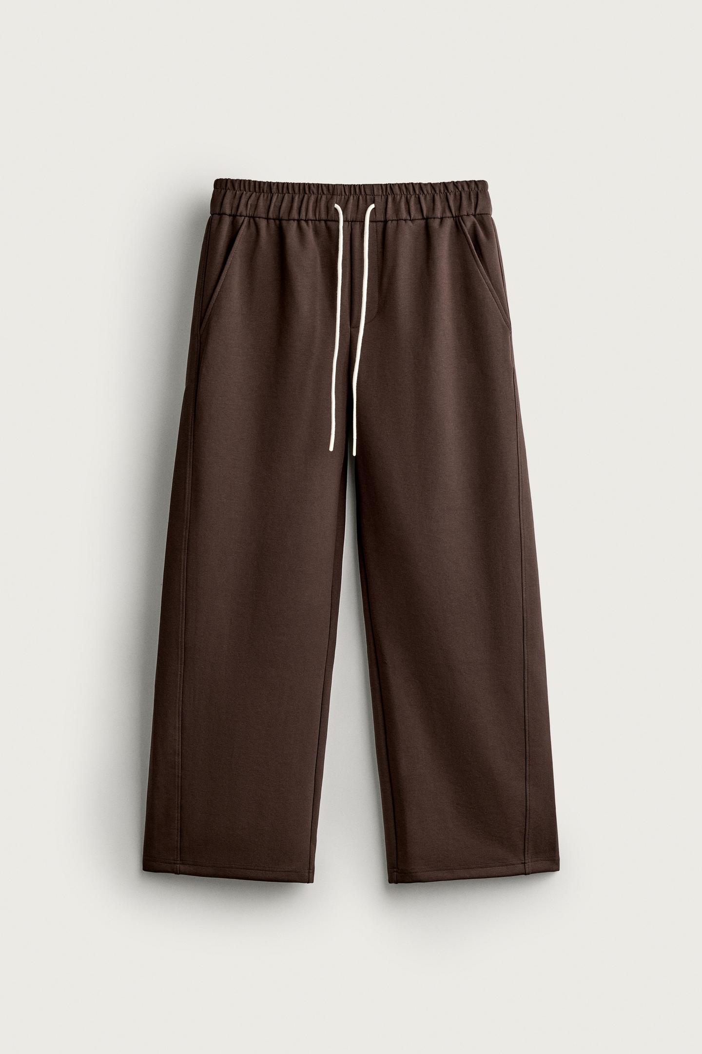 Мужские брюки Zara Relaxed Fit Track Pants, цвет: Коричневый — фото 7
