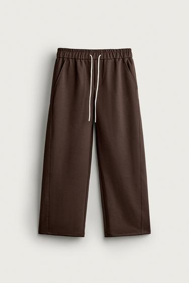 RELAXED FIT TRACK PANTS — Brown 1
