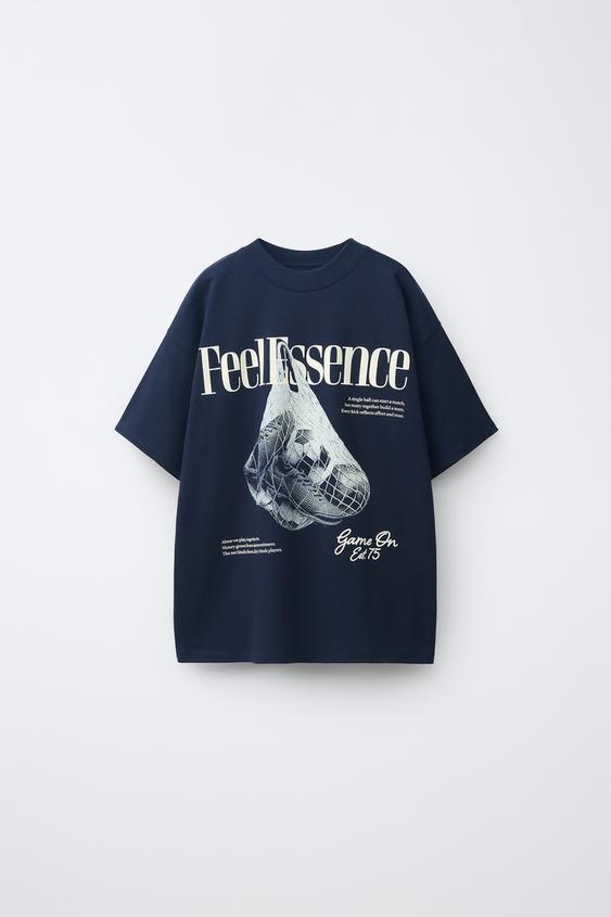 CAMISETA ESTAMPADO FUTBOLL - Marino de Zara - Imagen 0