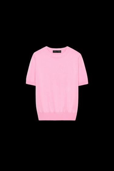 JERSEY MANGA CORTA PUNTO BÁSICO - Rosa medio de Zara