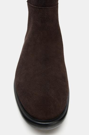 BOTTES PLATES EN CROÛTE DE CUIR HIPPISME - Marron de Zara - Image 6