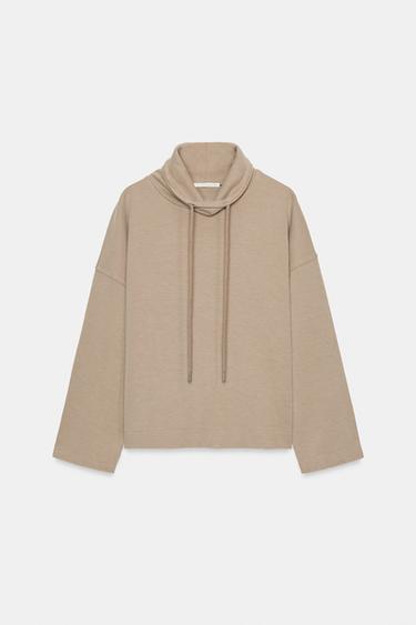 Zara WASHED EFFECT INTERLOCK SWEATSHIRT - Mink