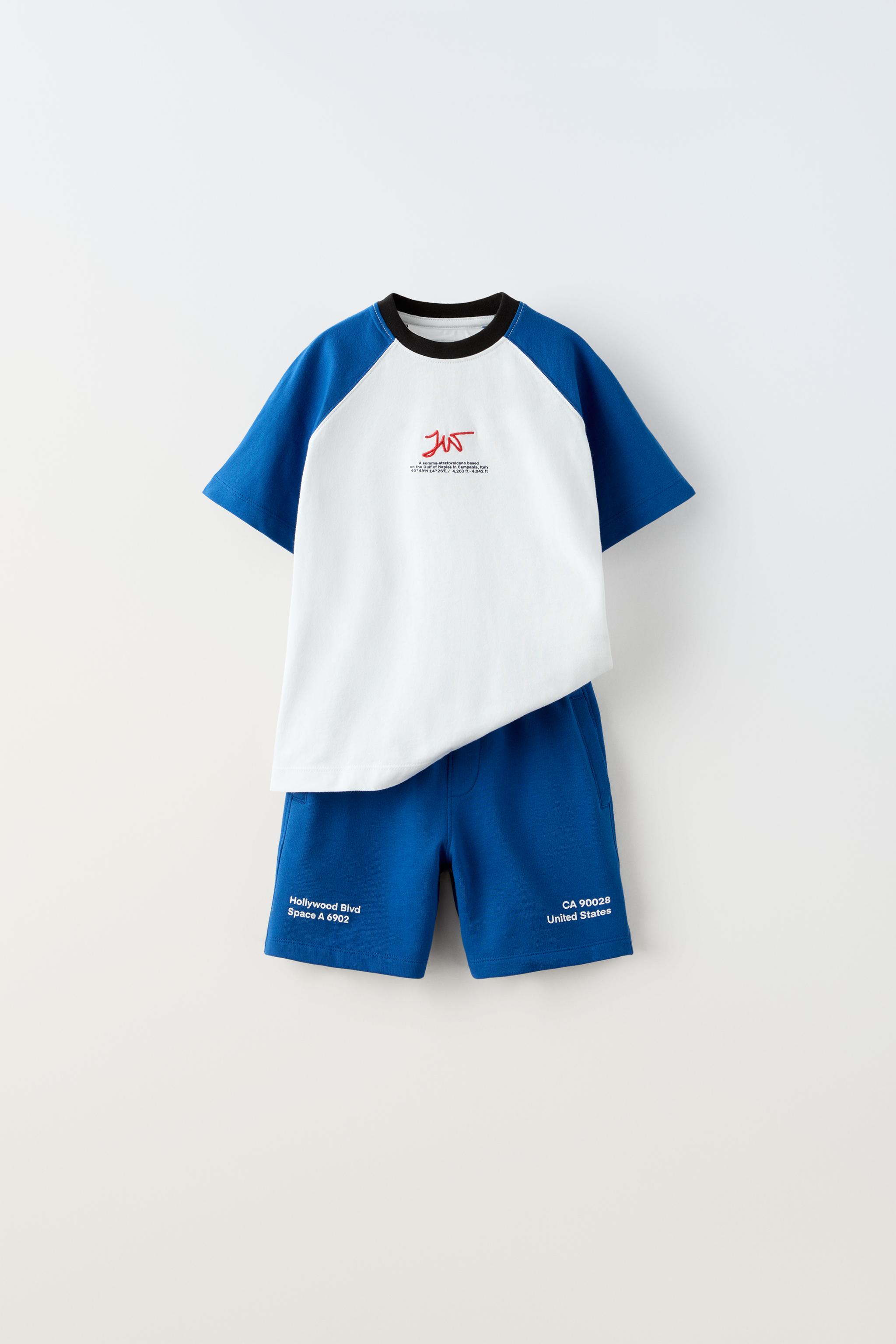 ラグランTシャツ＆バミューダパンツ セットアップ - 濃青 | ZARA Japan 