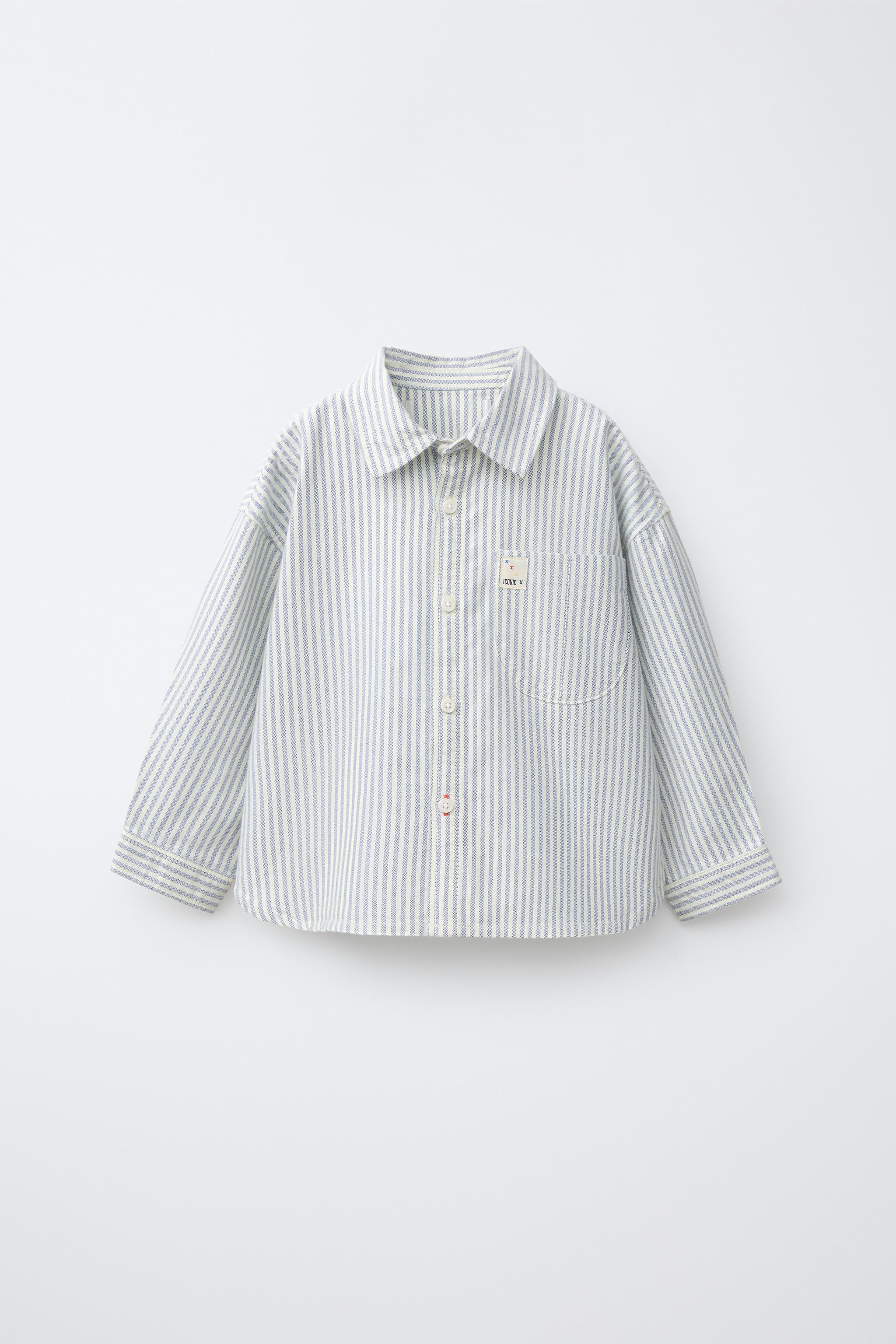 STRIPED SHIRT — Ecru / Blue