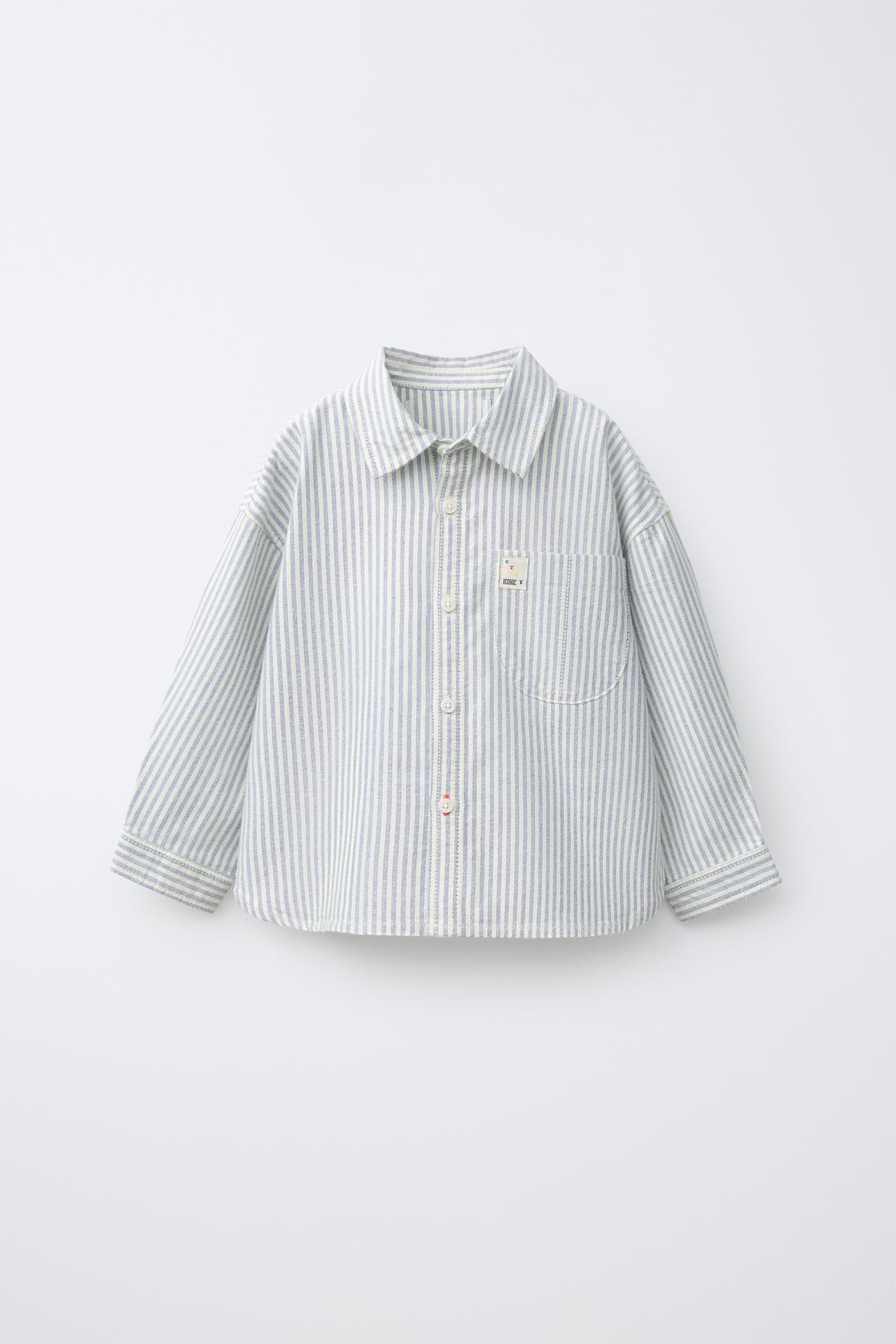 STRIPED SHIRT — Ecru / Blue