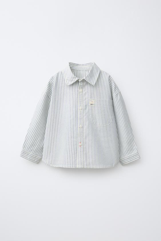 CAMISA RAYAS - Crudo / Azul de Zara - Imagen 0
