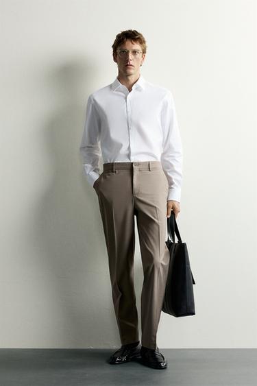 CAMISA SLIM FIT ESTRUCTURA - Blanco de Zara - Imagen 0