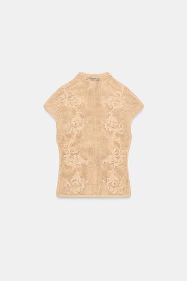 POINTELLE KNIT TOP - Beige-pink by Zara - Image 6