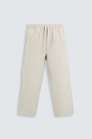 Zara 100% LINEN PANTS - Light beige
