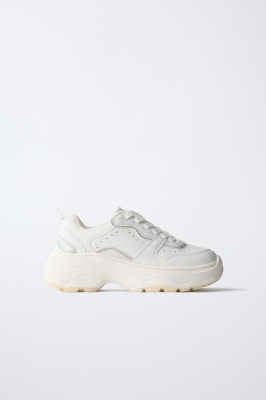 Zara THICK SOLED ATHLETIC SNEAKERS - White