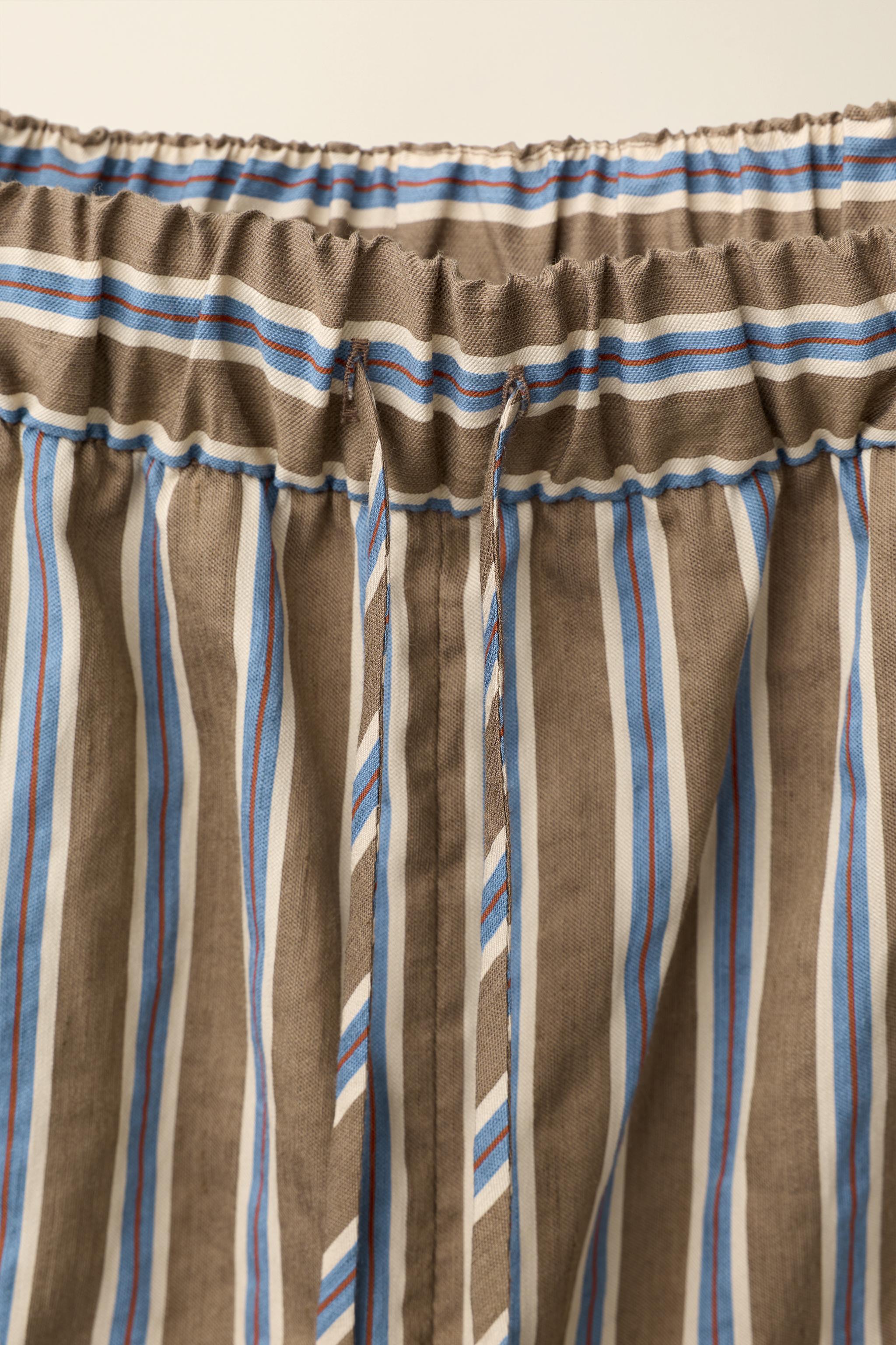 Женские брюки Zara STRIPED LINEN PANTS CREATED BY CARAMEL LONDON X — фото 7