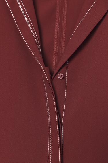 SHIRT WITH CONTRAST TOPSTITCHING - Brick by Zara - Image 7