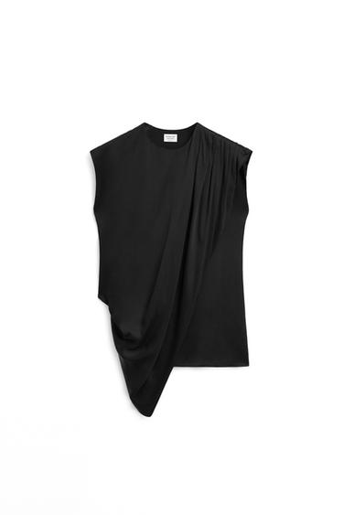 Flowing asymmetric top with gathered detail – LIMITED EDITION — Black 2