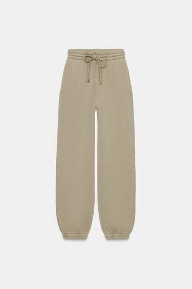 WASHED EFFECT FLEECE JOGGERS - Stone by Zara