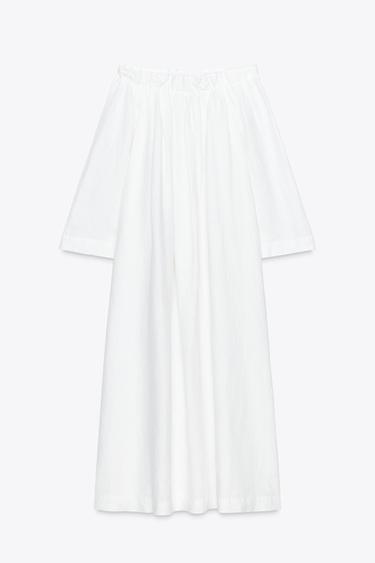 100% LINEN DRESS ZW COLLECTION - White by Zara - Image 4