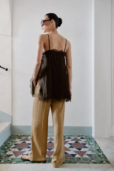 LACE-TRIMMED CAMISOLE TOP - Brown by Zara - Image 5