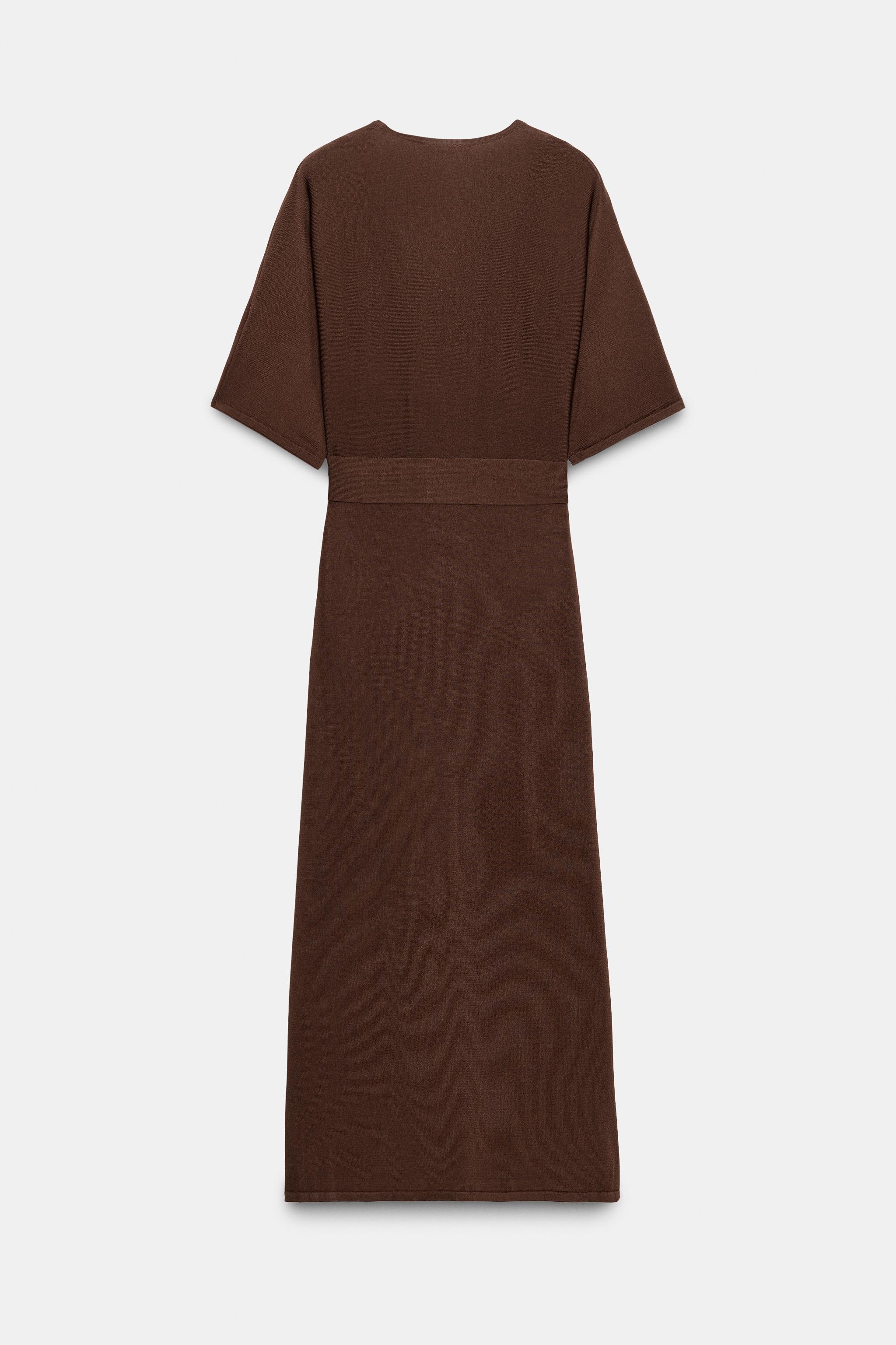 Zara Kemerli Triko Midi Elbise görsel 6