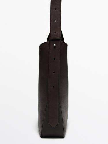 Zara Soft nappa bucket bag - Brown - Image 0