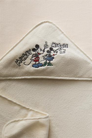 SERVIETTE DE BAIN À CAPUCHE ÉPONGE MICKEY & MINNIE ©DISNEY - Jaune clair de Zara