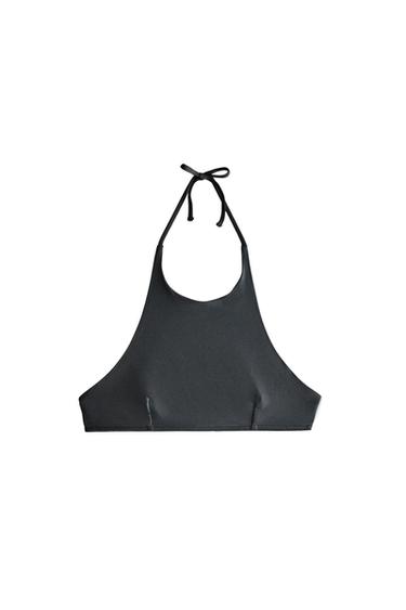 توب بكيني هالتر شاطئي - رمادي الخاص بـ Zara