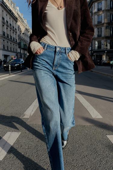 Zara KÕRGE VÖÖKOHAGA SIRGE SÄÄREGA PAHKLUUNI TEKSAD Z.02 - Sinine