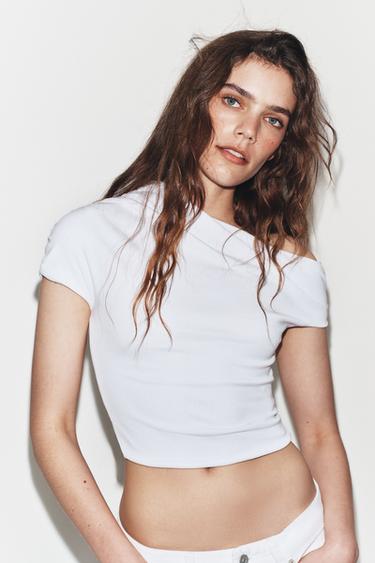 ASYMMETRIC DRAPED TOP - White by Zara