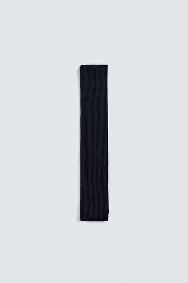 Zara NARROW WOOL BLEND SCARF - Dark navy