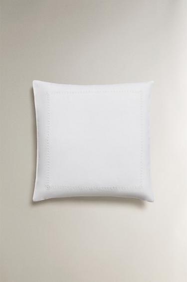 HEMSTITCHED LINEN PILLOWCASE - White by Zara - Image 1