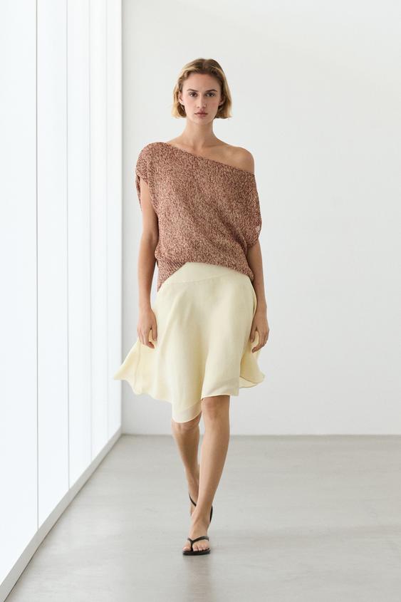 Cotton blend knit top with ribbed hem from Zara - $130