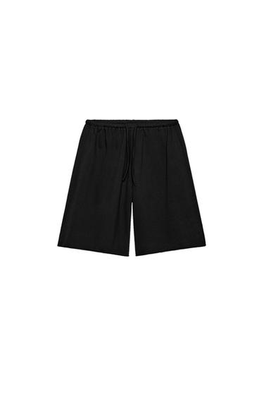 COTTON BERMUDA SHORTS WITH DRAWSTRINGS - Black by Zara