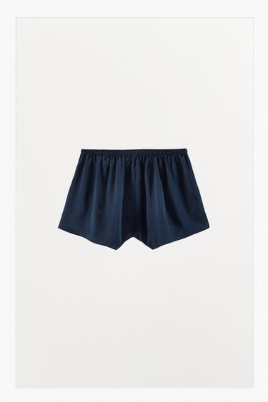 SHORTS SEDA 100% - Marino / Blanco de Zara
