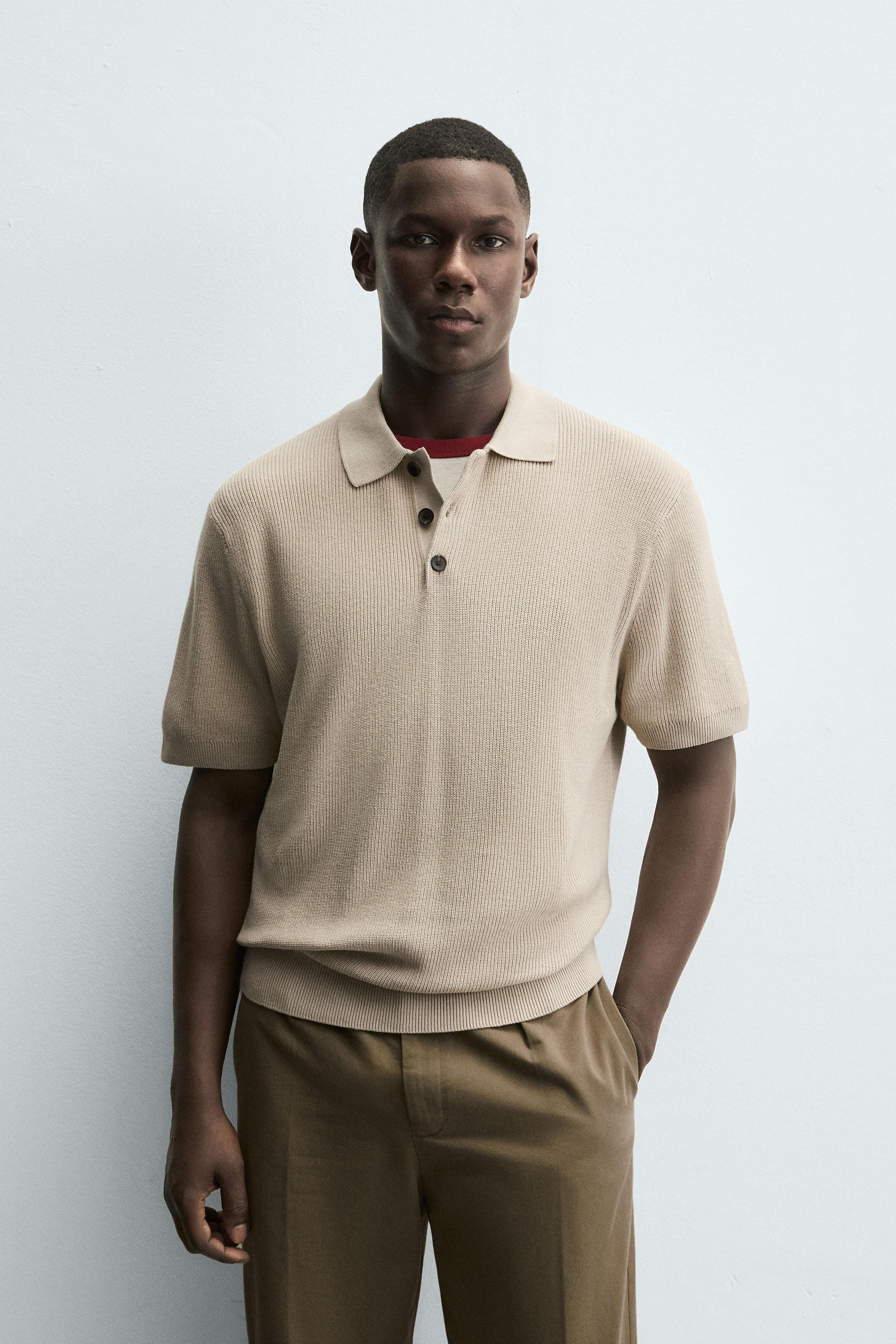 PEARL KNIT POLO SHIRT - taupe brown | ZARA United States