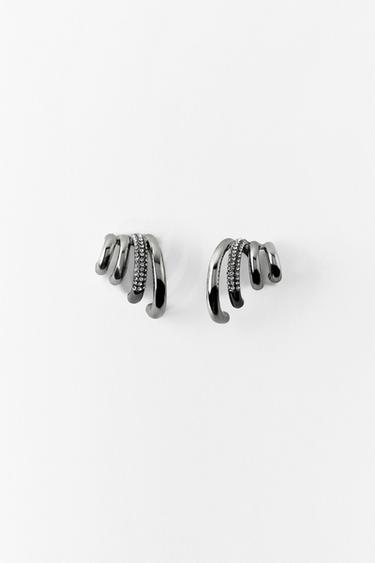 SPARKLY HOOP EARRINGS - Silver by Zara