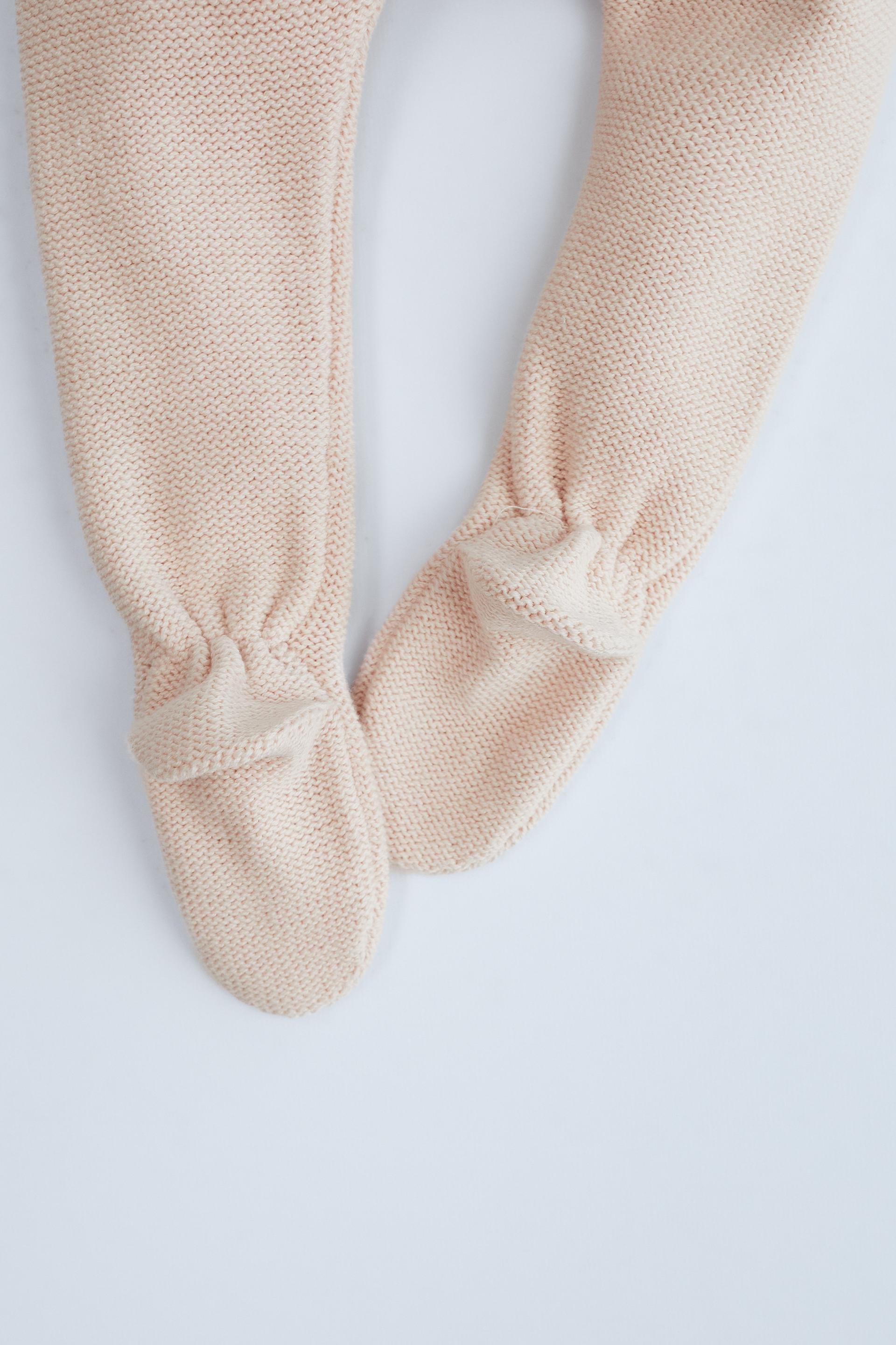 KNIT FOOTED LEGGINGS - Light beige