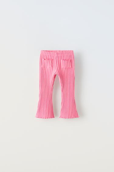 RIBBED FLARED LEGGINGS WITH POCKETS - Bubble gum by Zara - Image 0