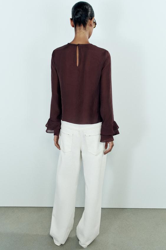 CHEMISE À VOLANTS - Bordeaux de Zara - Image 3