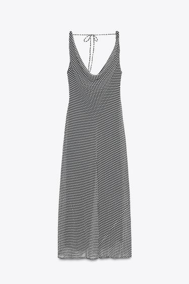 ZW COLLECTION POLKA DOT MIDI DRESS - Black / White by Zara