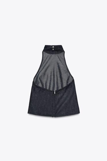 TRF DENIM HALTER TOP - Dark indigo by Zara - Image 7