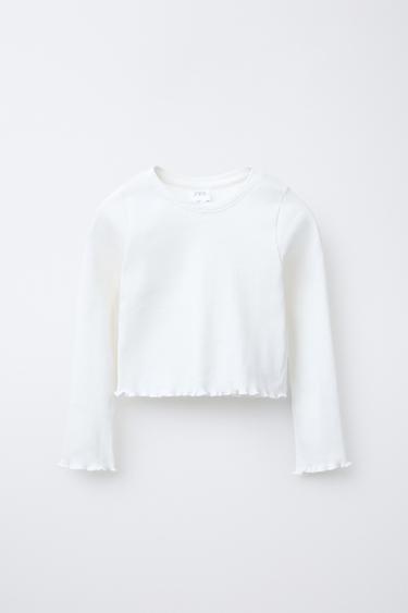 Zara RIB T-SHIRT - Ecru