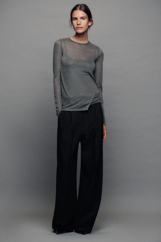 PLAYERA DOBLE - Gris vigoré de Zara - Imagen 0