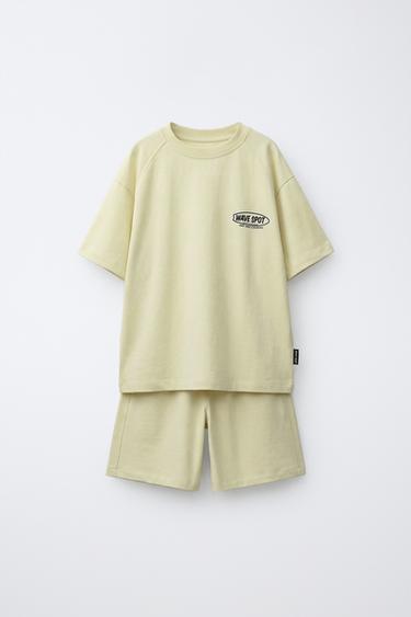T-SHIRT AND BERMUDA SHORTS SET - Lime by Zara