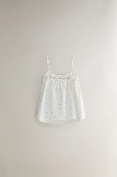 TOP COTON FLEURS - Blanc de Zara - Image 5