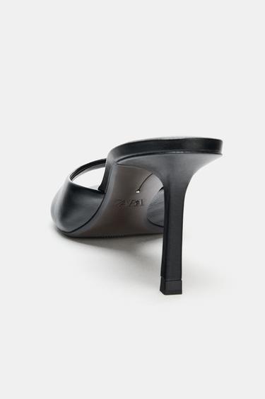 LEATHER SLINGBACK SANDALS - Black by Zara - Image 4