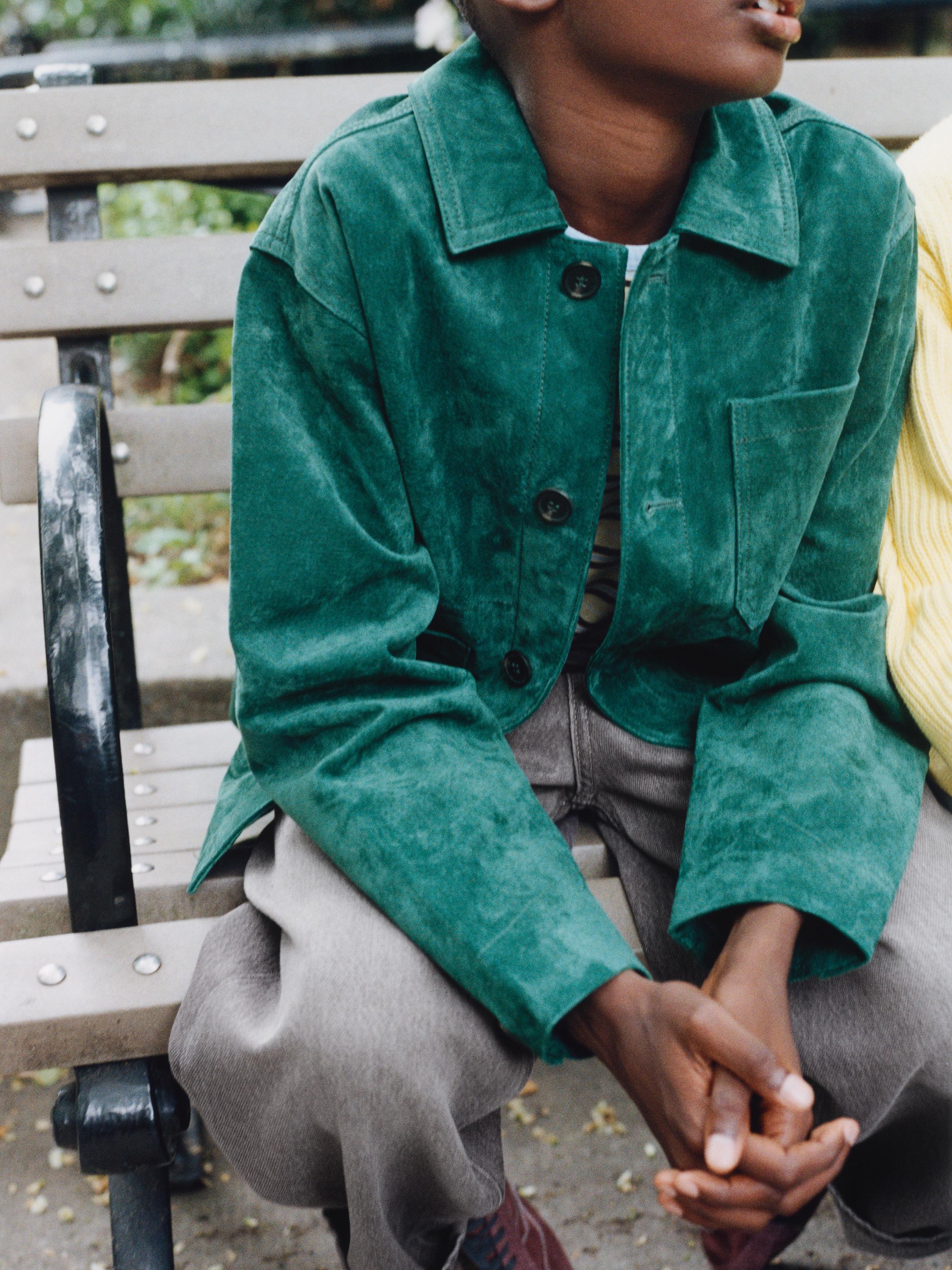 100% LEATHER JACKET — Bottle green