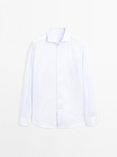 Zara Slim fit striped 100% cotton shirt - Sky blue - Image 0