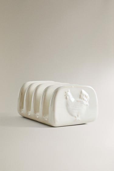 PORTE-TOASTS CÉRAMIQUE POULE - Crème de Zara - Image 1