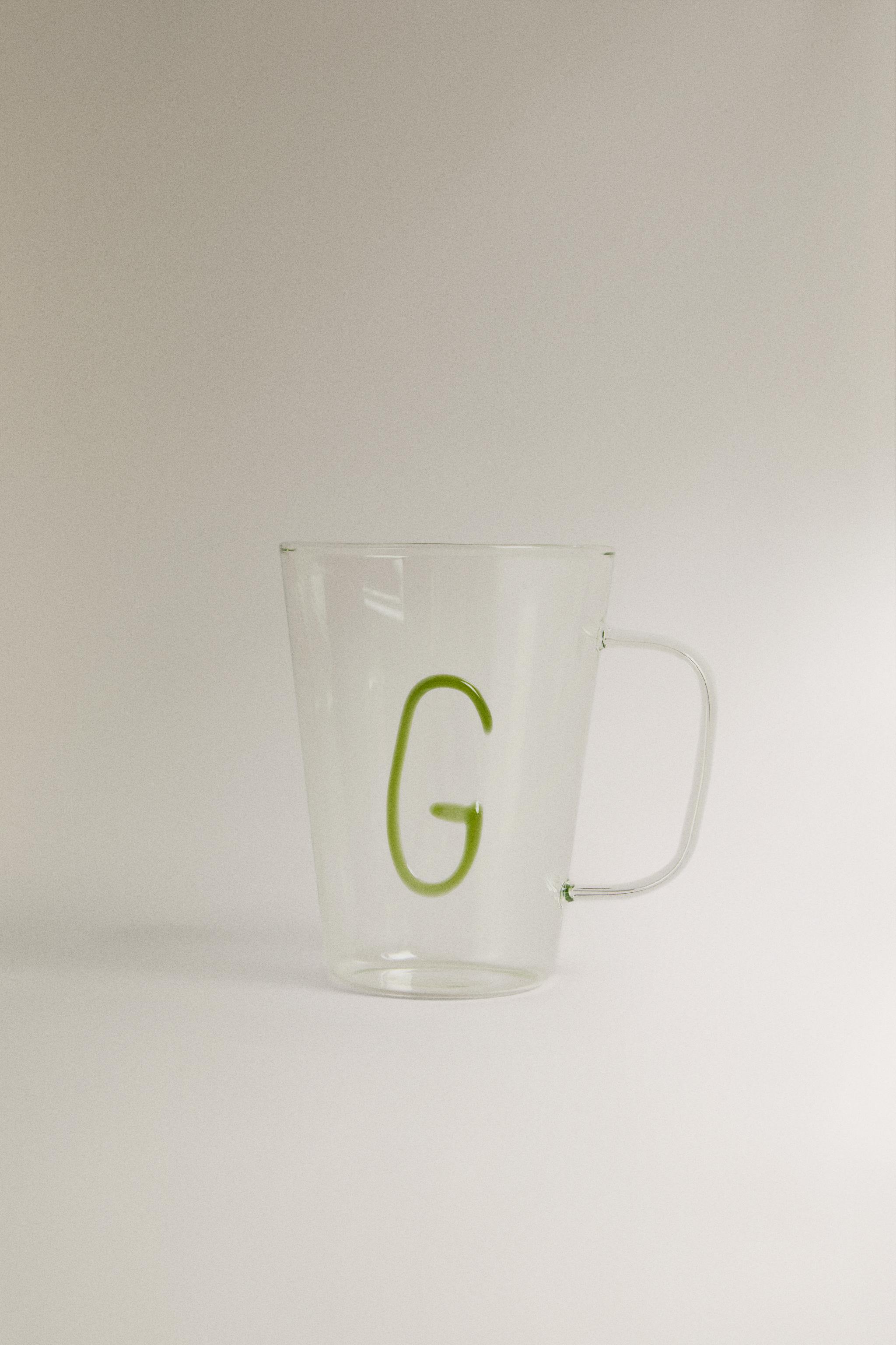 BOROSILICATE MUG WITH INITIAL G — Olive green