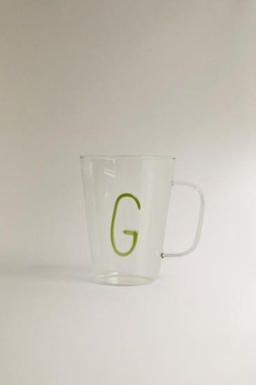 BOROSILICATE MUG WITH INITIAL G — Olive green 1