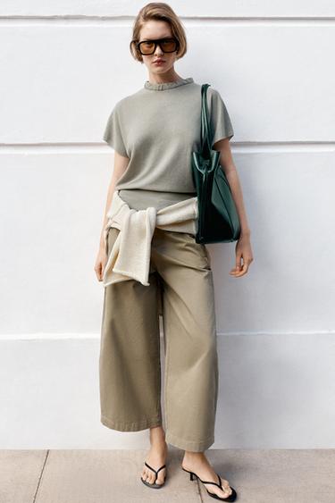 BOLSO SHOPPER FRUNCIDO - Verde de Zara